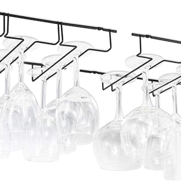 Set of 2 Under Cabinet Stemware Rack Black - Picture 4 of 5